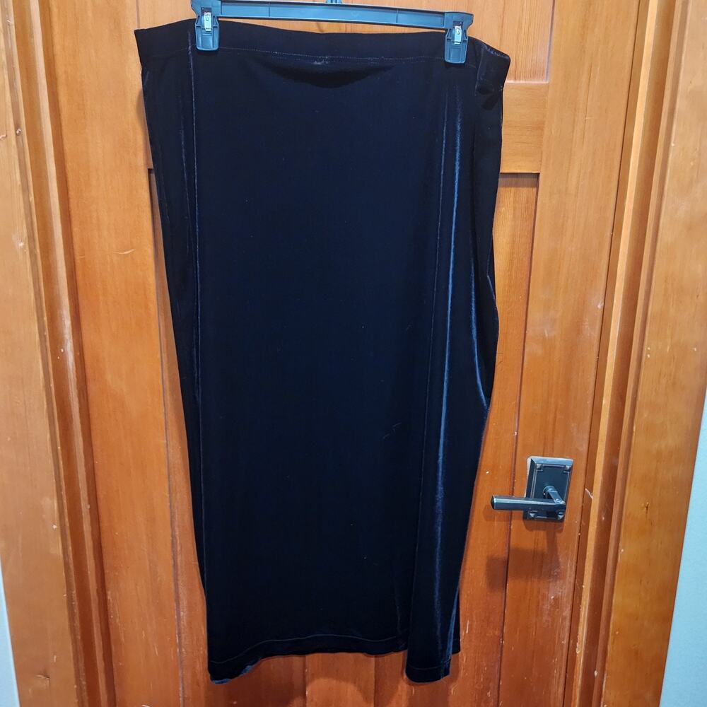 Avenue Vintage Black Velvet Stretch Maxi Skirt Plus Size 22/24 Elastic Waist